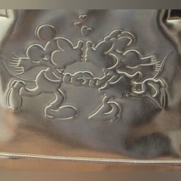 NWT Disney Gold Metallic Minnie & Mickey Mouse Tote Bag Shoulder Bag Purse - Picture 5 of 7